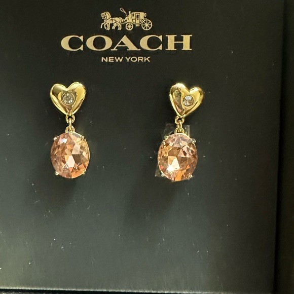 Coach Gold and Pink Heart Earrings - Picture 3 of 3
